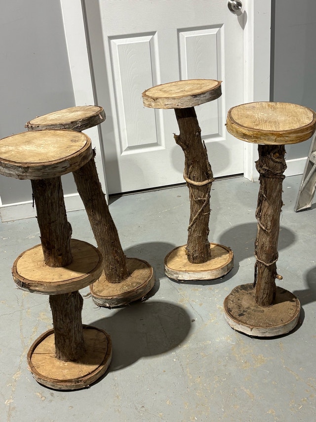 Rustic Log Plant Stands / Wood Pedestals – Cottage Decor - photo 2
