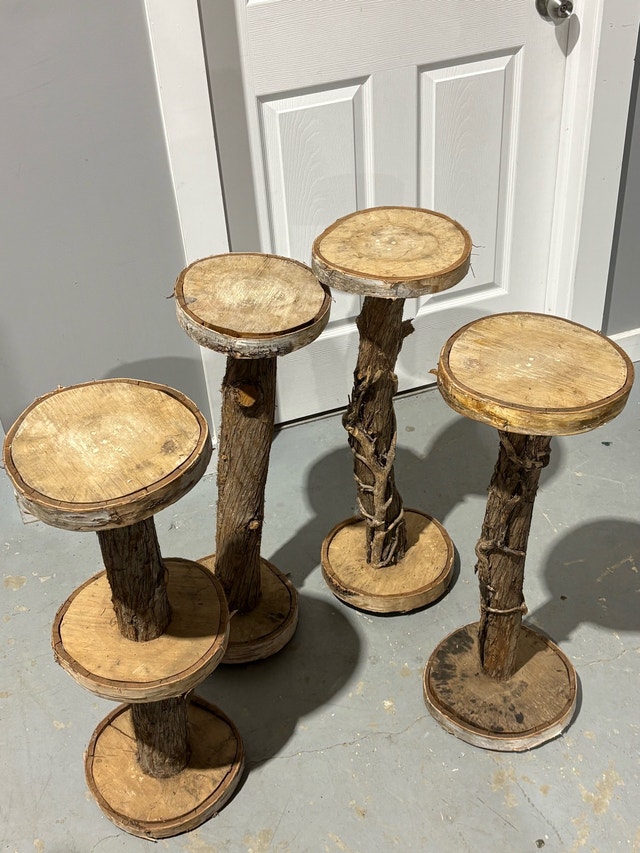 Rustic Log Plant Stands / Wood Pedestals – Cottage Decor - photo 3