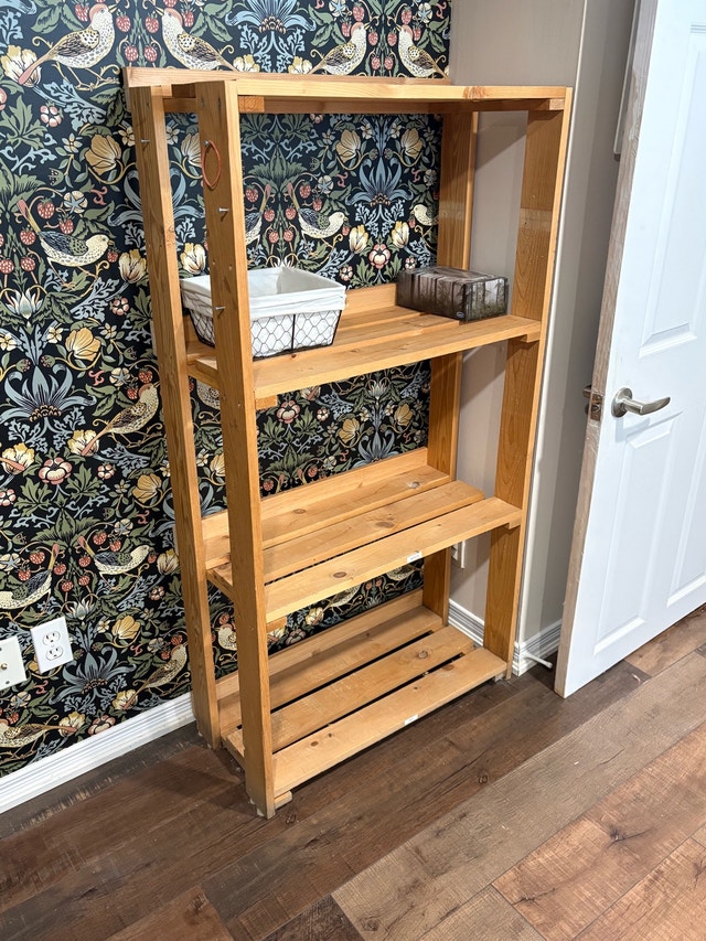 Solid Wood 4-Tier Shelving Unit - 54.5" Tall