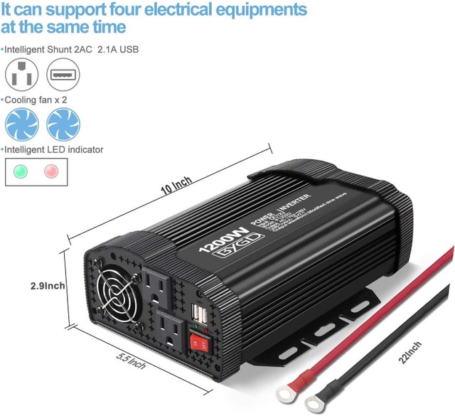 BYGD 1200W Power Inverter – 12V to 110V - photo 3