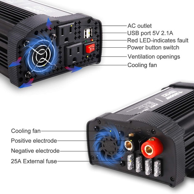 BYGD 1200W Power Inverter – 12V to 110V - photo 4