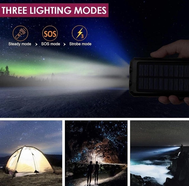 Solar Portable Power Bank 36800mAh w/ LED Light - photo 2