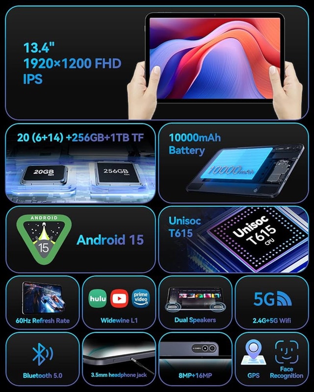 Bpad 13 Android Tablet - 13.4" FHD, 20GB+256GB, 10000mAh - photo 3
