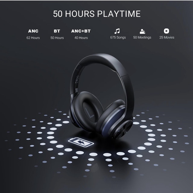 OneOdio A10 ANC Bluetooth Headphones – 50H, Hi-Res - photo 4