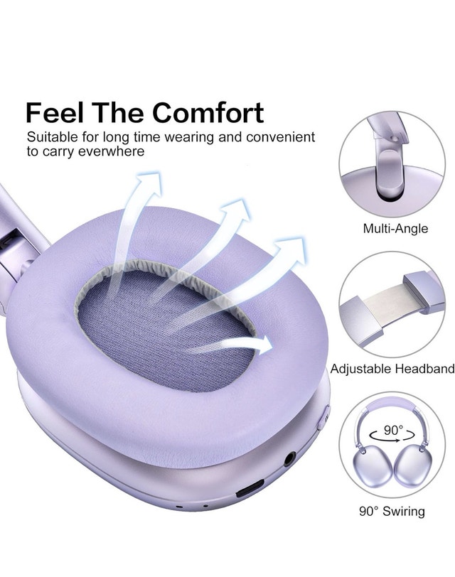 RORSOU C6 ANC Headphones – Wireless, 60H, Purple - photo 5