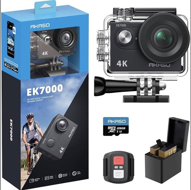 AKASO 4K Camera + 128GB Card – New, Waterproof