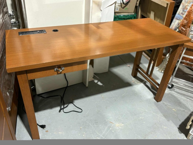 Solid Wood Desk w/ Power Bar – Hotel Grade