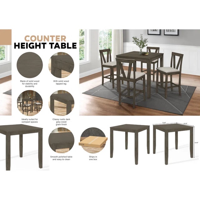 35.5" Square Counter Height Table – Rustic Wood | Good Finds - photo 5