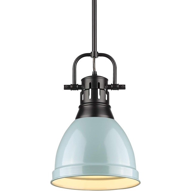 Duncan Pendant Light Matte Black w/ Seafoam Shade