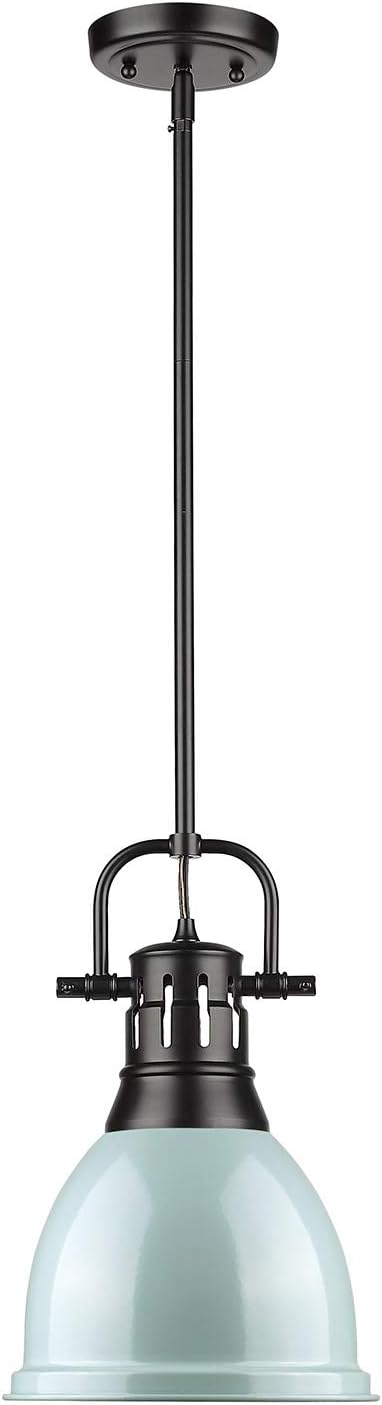 Duncan Pendant Light Matte Black w/ Seafoam Shade - photo 5