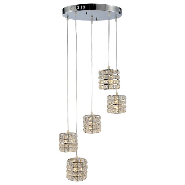 Artistry LED Cylinder Crystal 5-Light Pendant
