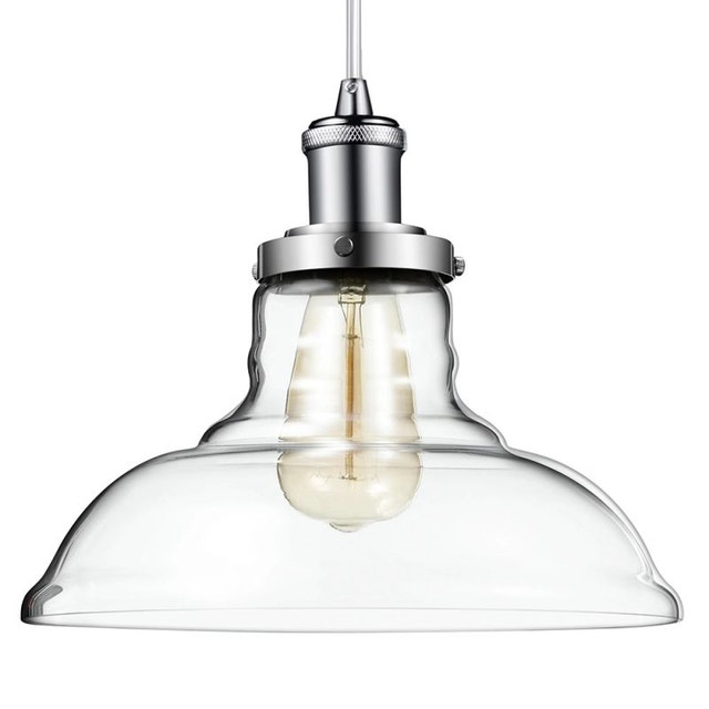 Modern Fort Glass Pendant Light - Polished Nickel