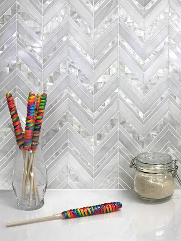 Mosaic Alaska Collection Pearl Island Chevron Tile - photo 3