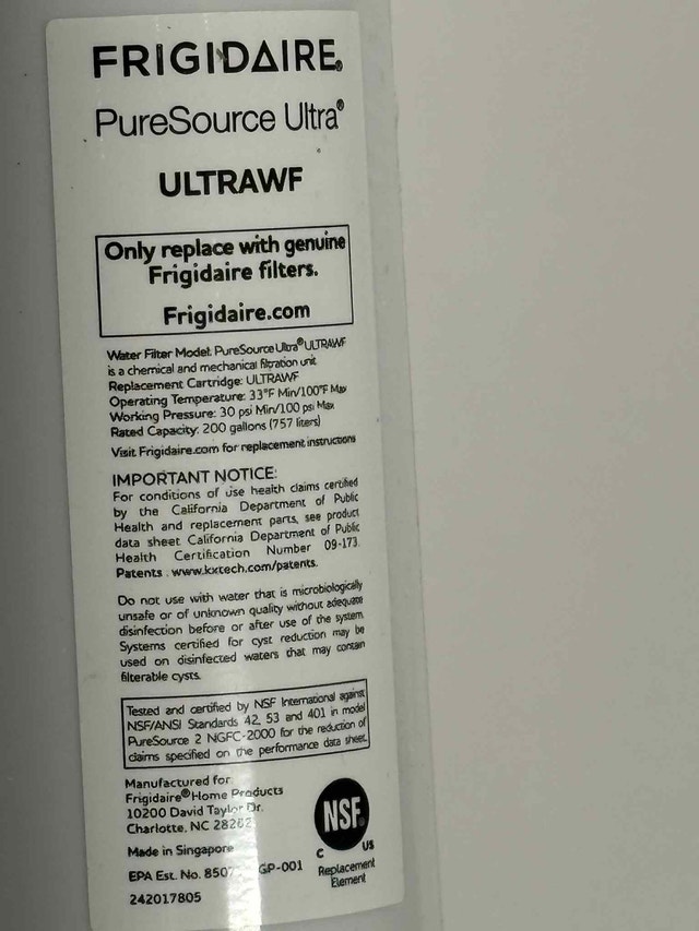 Frigidaire ULTRAWF Water Filter - New (Open Box) - photo 3