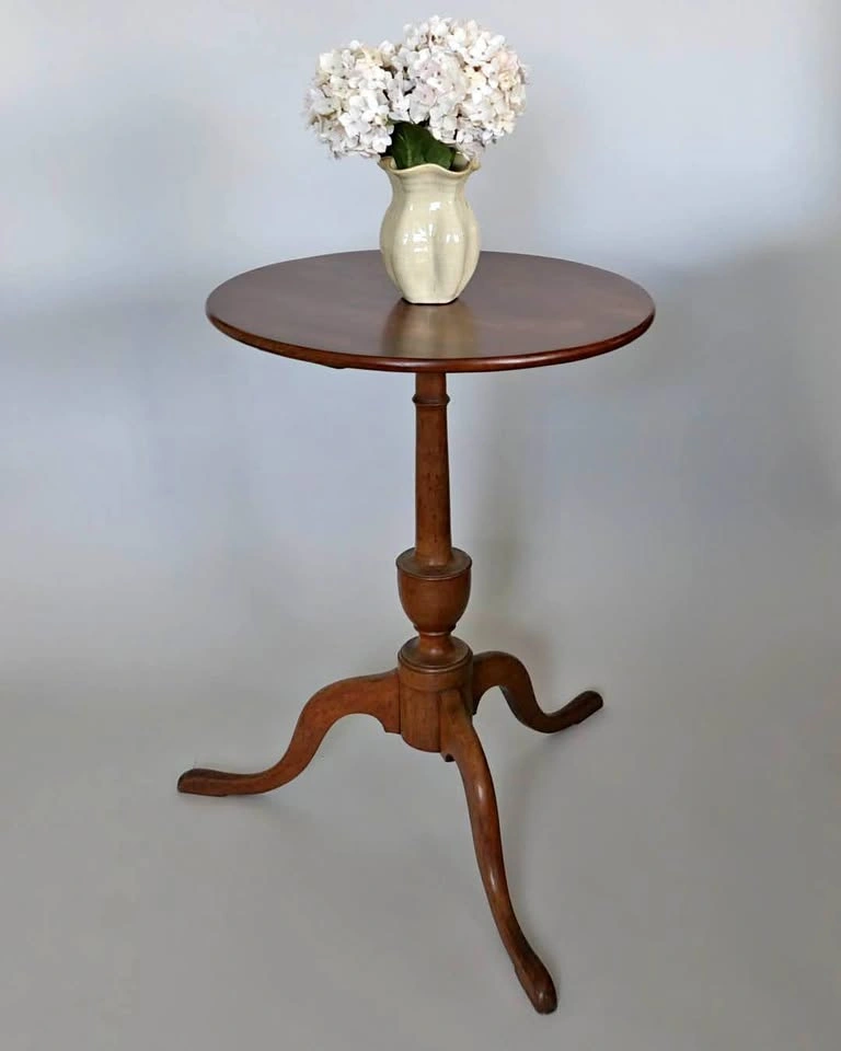 Antique Wooden Queen Anne Candle Stand