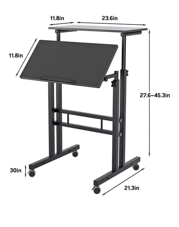 Standing desk with wheels