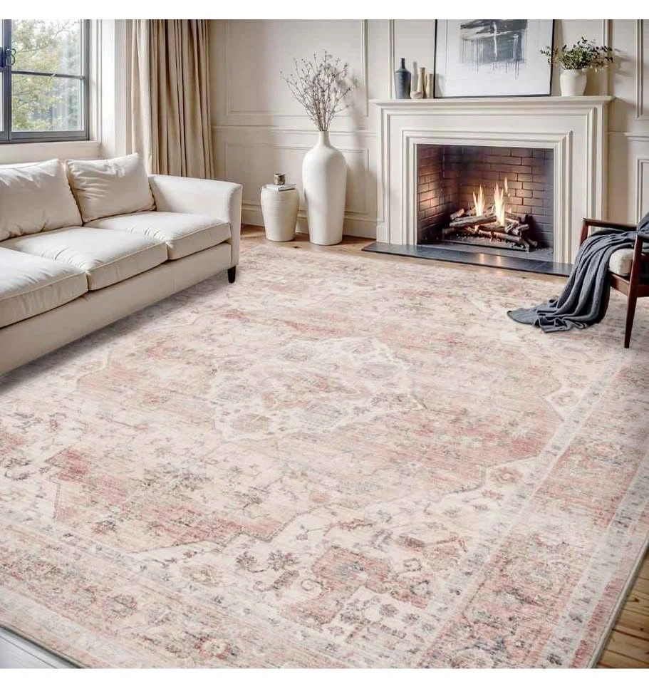Area Rug 8X10 - Pink Machine Washable