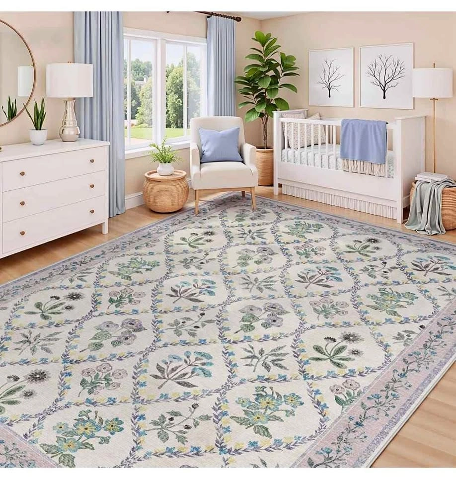 8x10 Washable Area Rug - Boho Purple