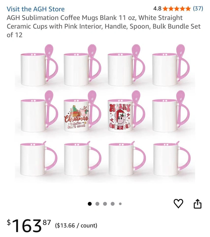 AGH Sublimation Coffee Mugs Blank 11 oz - Pink Interior - photo 4