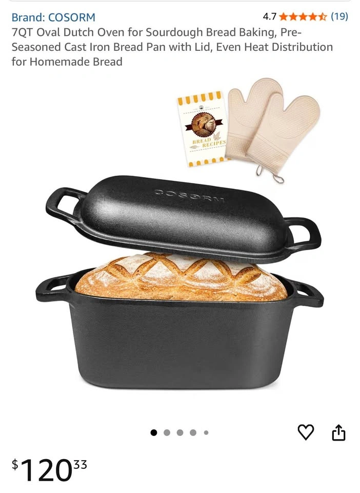 Cosorm 7QT Oval Dutch Oven for Sourdough Bread - photo 4