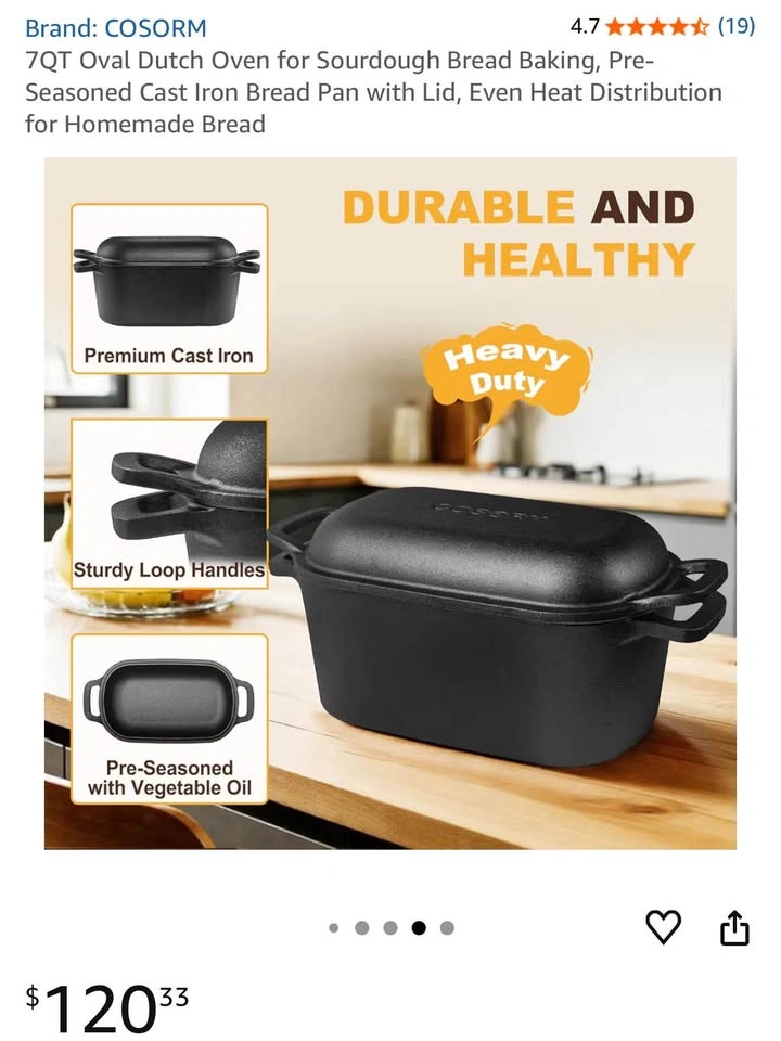 Cosorm 7QT Oval Dutch Oven for Sourdough Bread - photo 5
