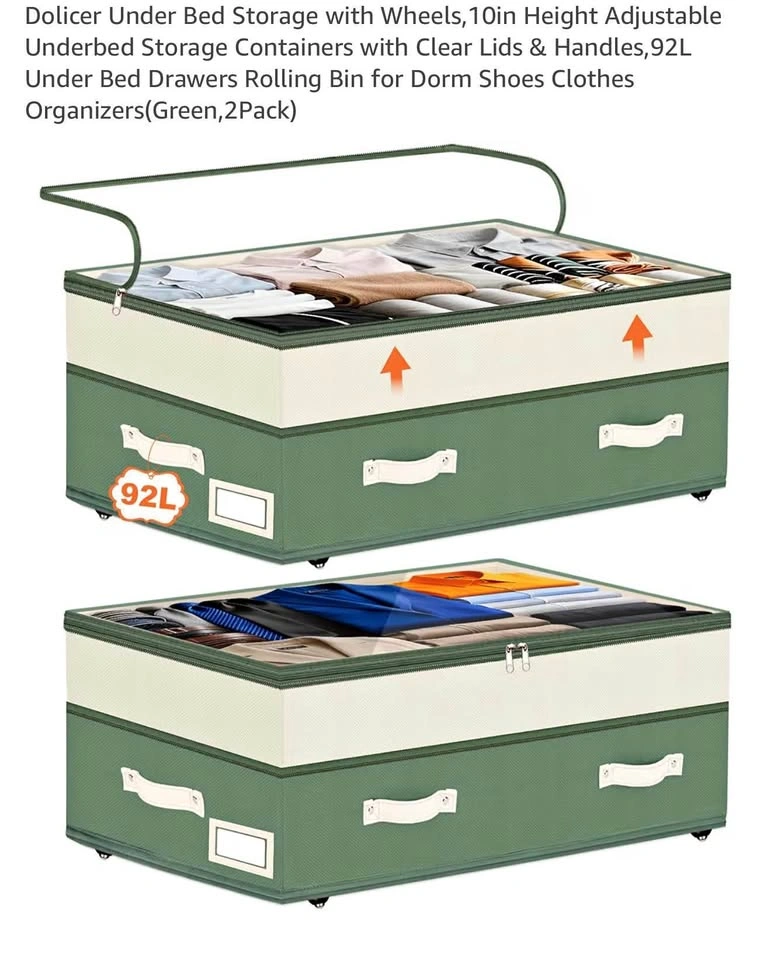 Dolicer Under Bed Storage w/ Wheels (Green)