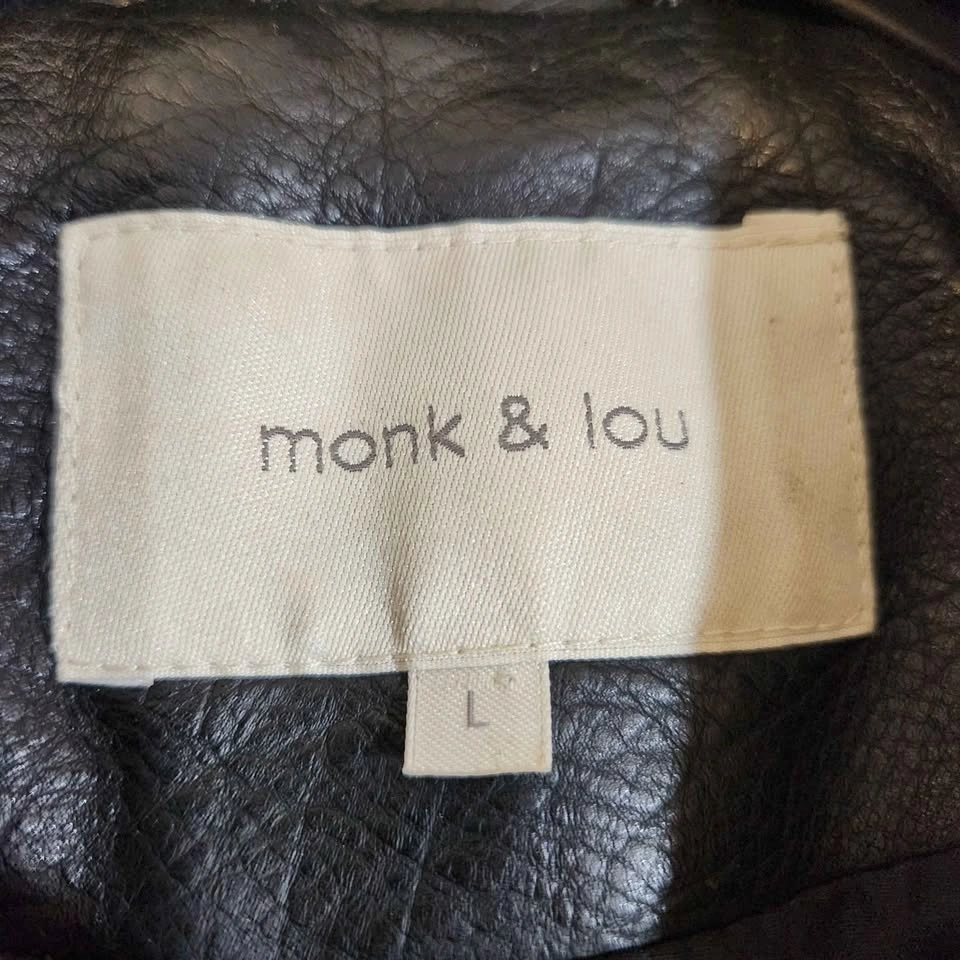 Monk & Lou Black Faux Leather Biker Jacket Size L - photo 3