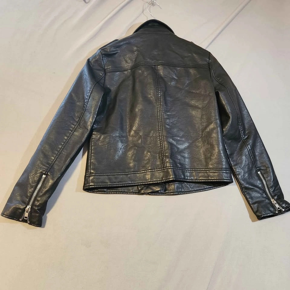 Monk & Lou Black Faux Leather Biker Jacket Size L - photo 4