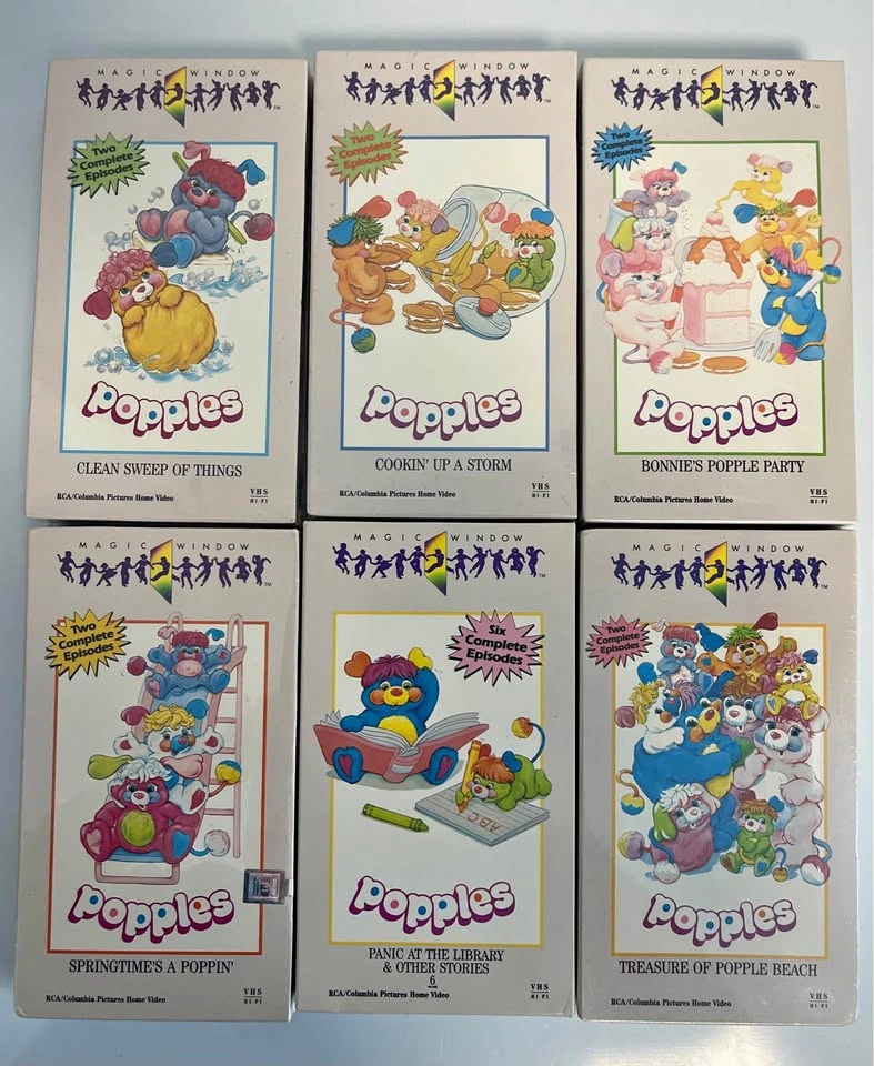1986 Popples VHS - Set of 6 Tapes