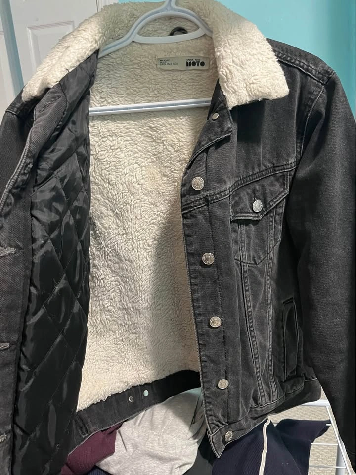 Topshop Sherpa Denim Jacket - Women's Small - photo 3