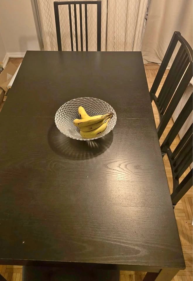 Ikea Extendable Black Dining Table + 6 Chairs (Seats 8)