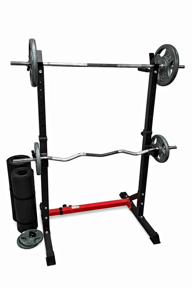 Squat Rack + Barbell Set + Weight Plates