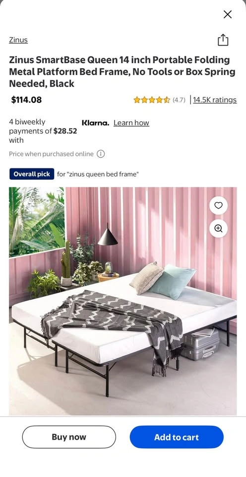 Barely used Zinus Bed frame & Mattress