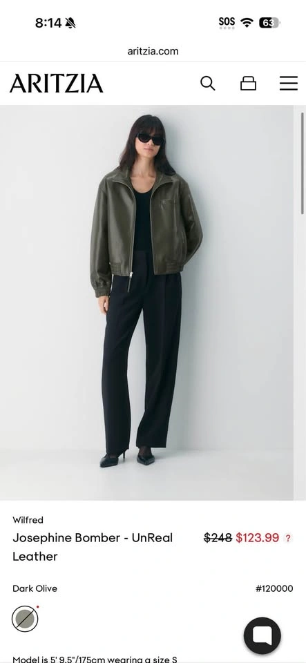 Aritzia Wilfred Josephine Bomber Jacket (UnReal Leather) – Dark - photo 4