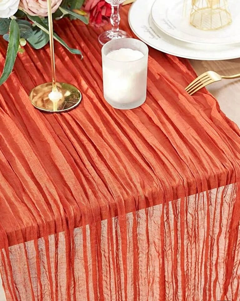 Orange Pleated Table Runner Set of 2