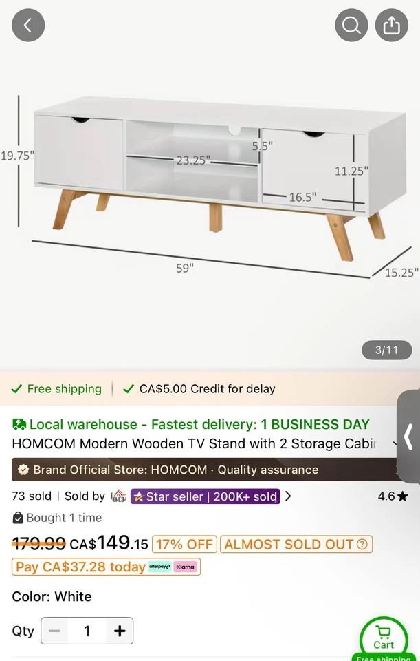 homcom white tv stand - photo 3