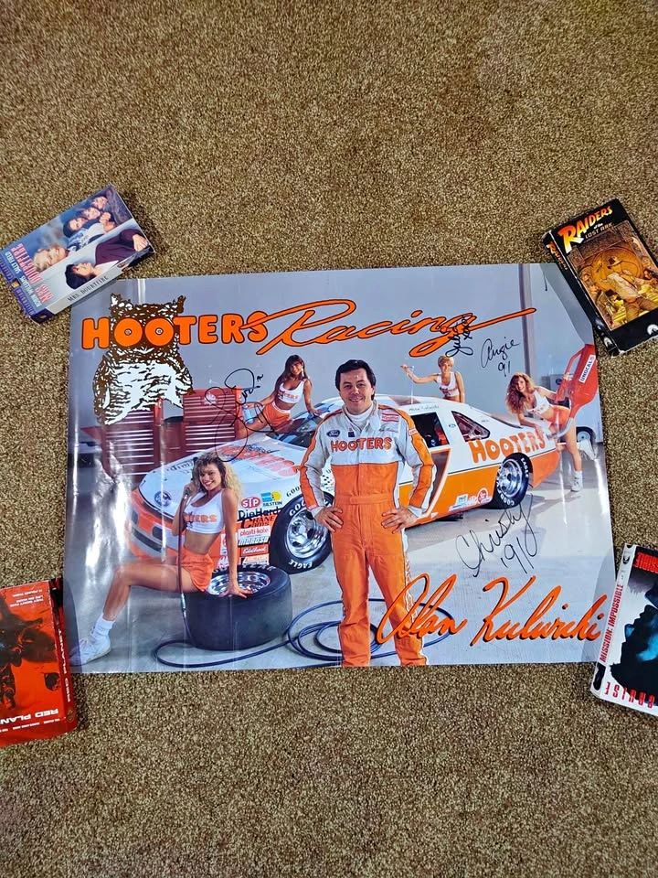 Vintage Rare 1991 Alan Kulwicki Hooters Nascar Poster Autographe