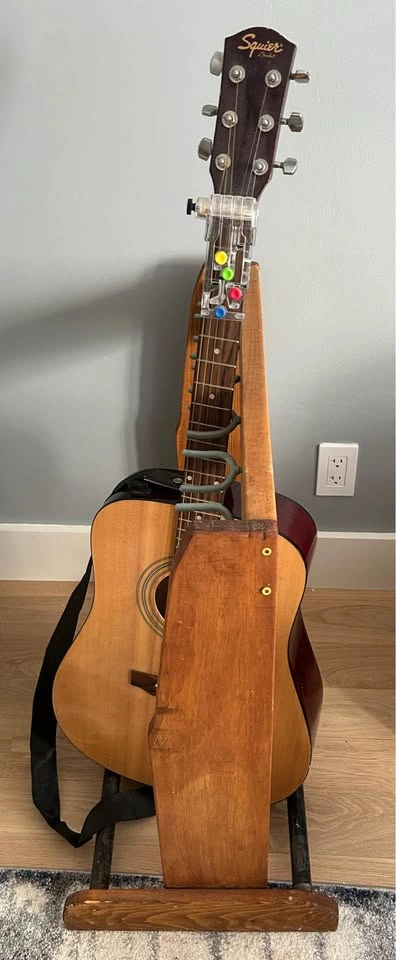 Wood Guitar Stand - Industrial Black Pipe - Handmade - photo 4