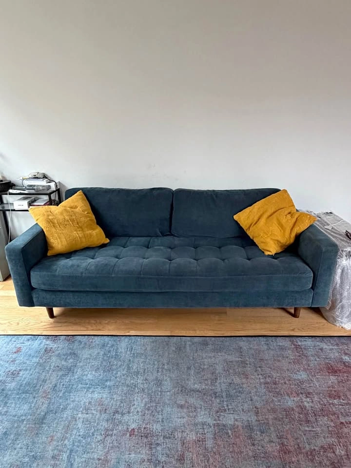 86-in Teal Couch