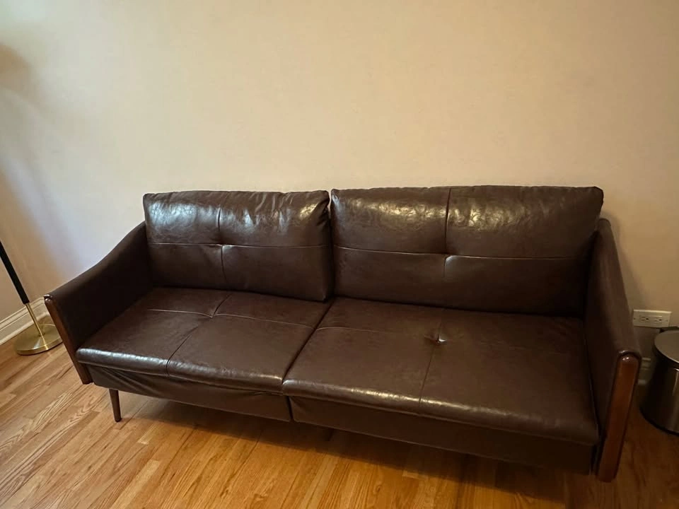 Brown Faux Leather Sofa