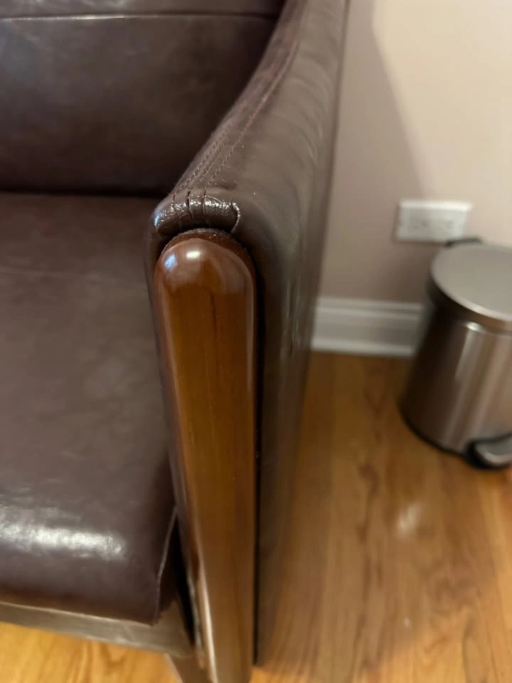 Brown Faux Leather Sofa - photo 3