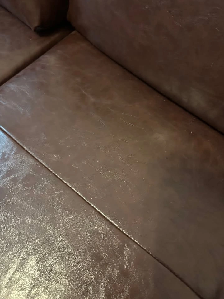 Brown Faux Leather Sofa - photo 5