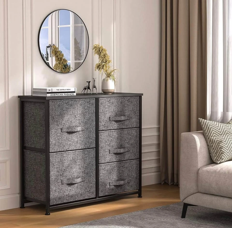 Dark grey 5 Drawer Fabric Dresser - photo 2