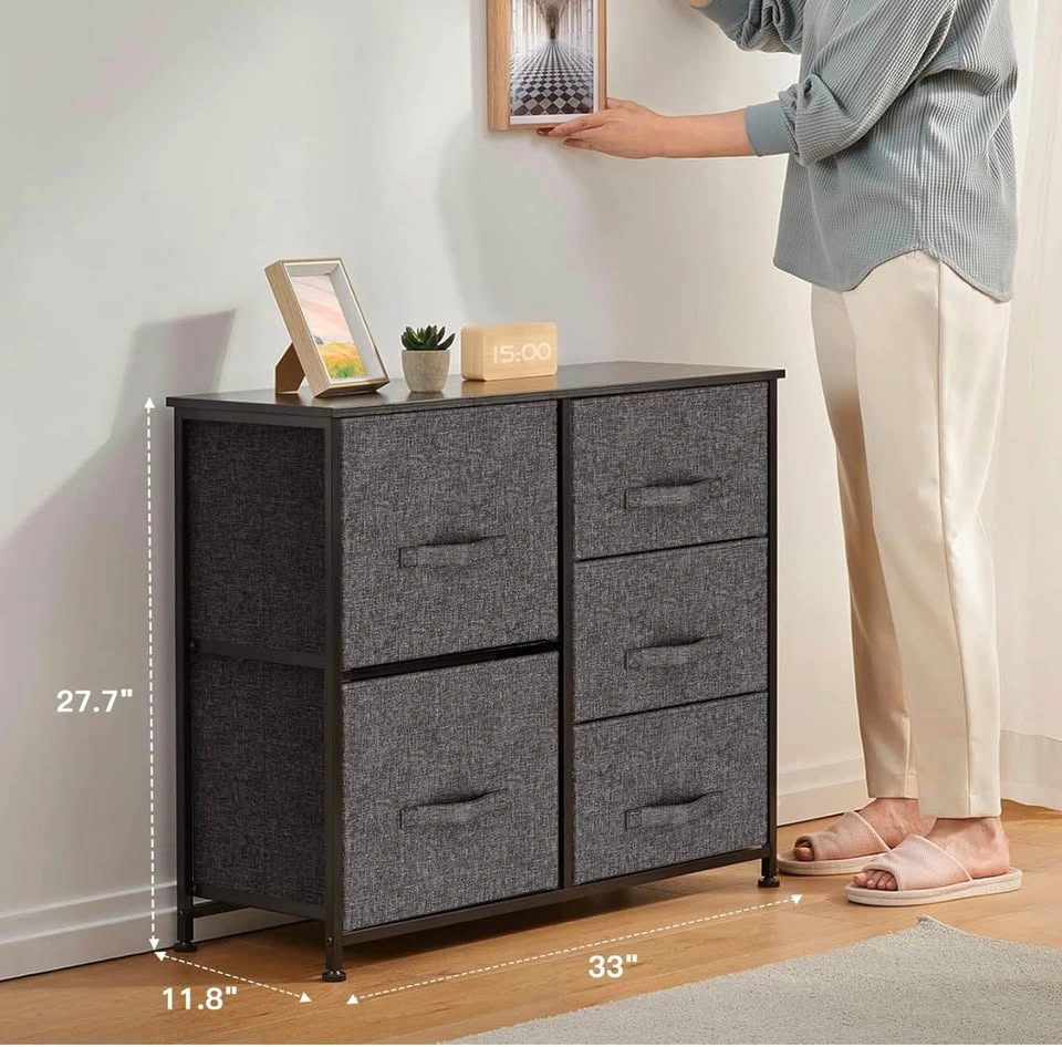 Dark grey 5 Drawer Fabric Dresser - photo 3