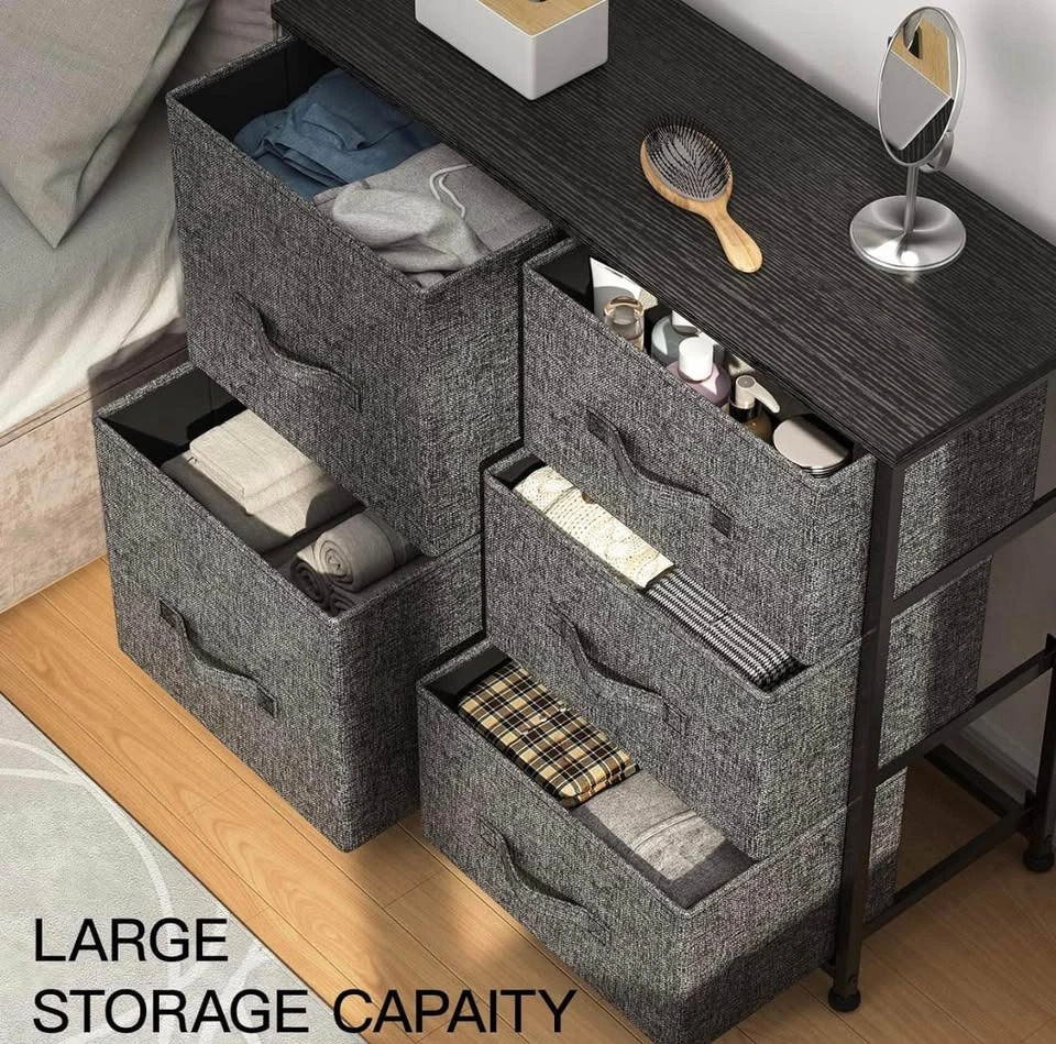 Dark grey 5 Drawer Fabric Dresser - photo 4