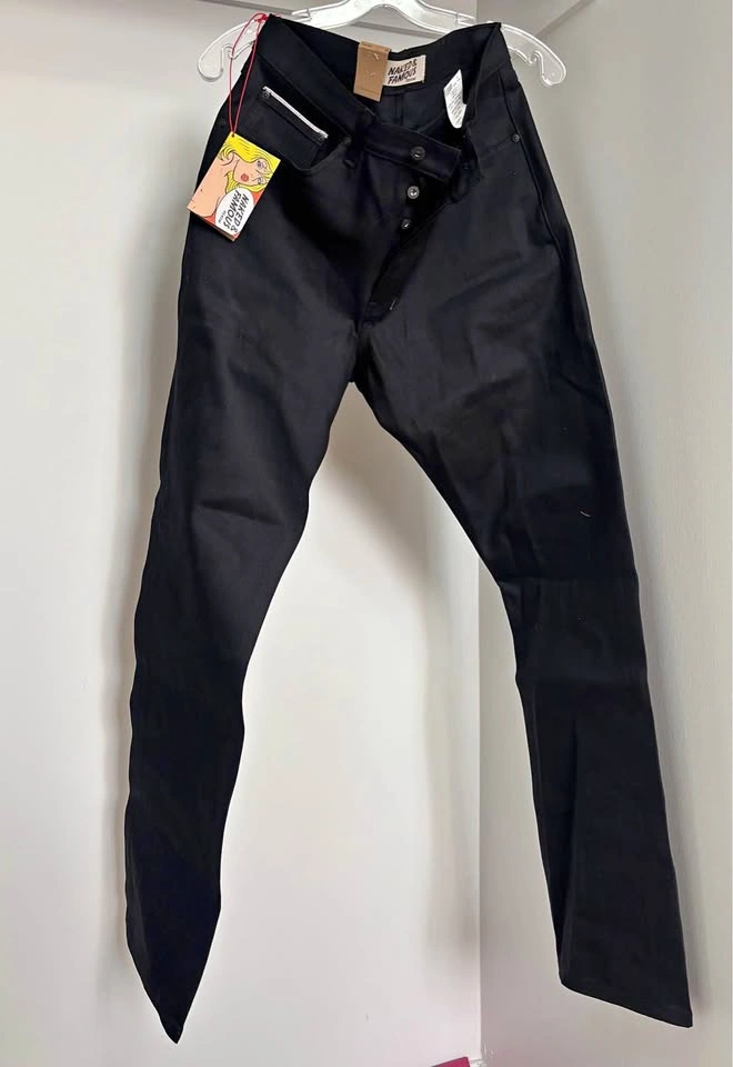 Naked & Famous True Guy Black Cobra Stretch Selvedge Jeans Size
