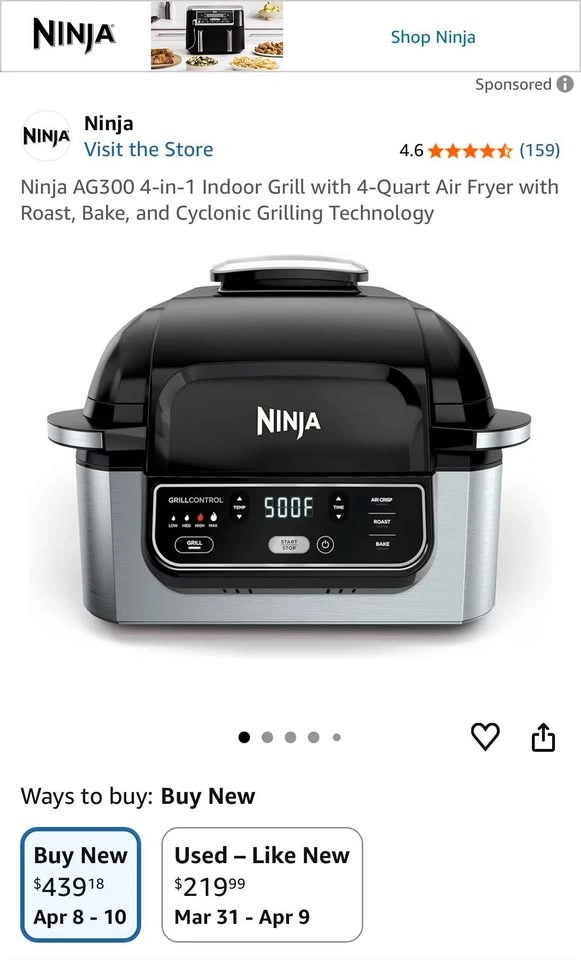 Ninja Air Fryer & 4in1 Indoor Grill with Roast, Bake - photo 4