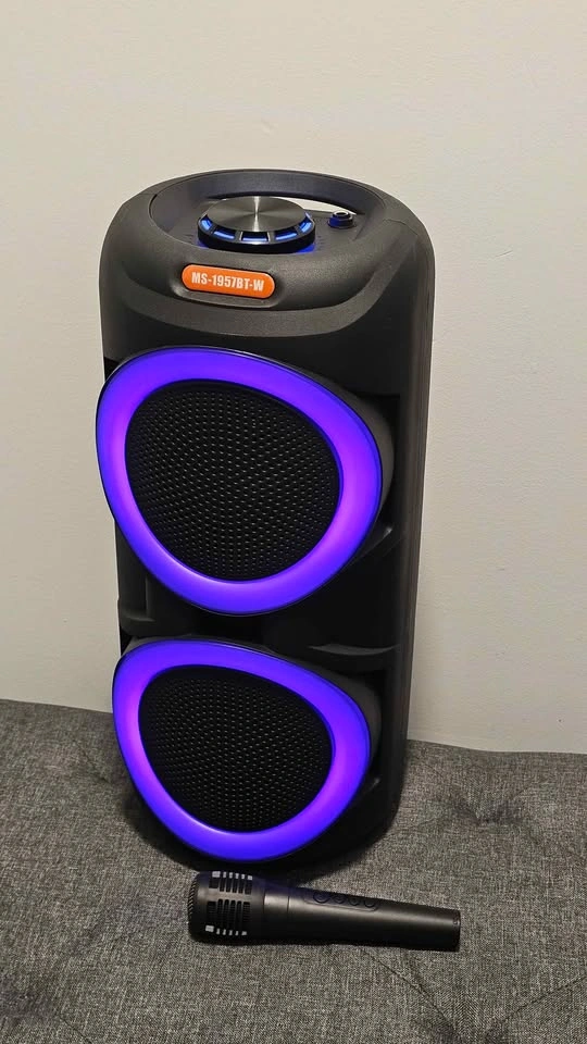 Portable Bluetooth Party Speaker w/ Mic & LED Lights - MS-1957BT - photo 2
