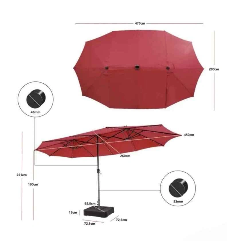 15' Double-Sided Patio Umbrella w 48 LED Lights - photo 2