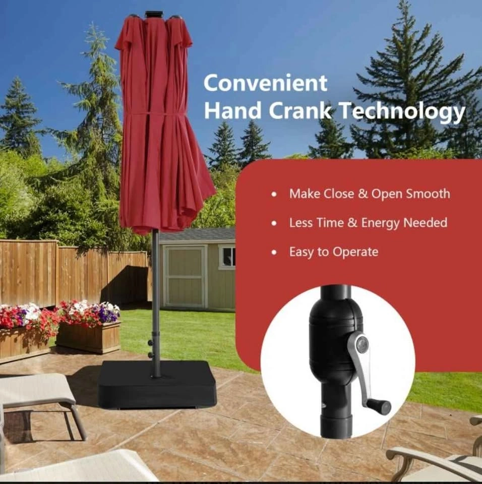 15' Double-Sided Patio Umbrella w 48 LED Lights - photo 3